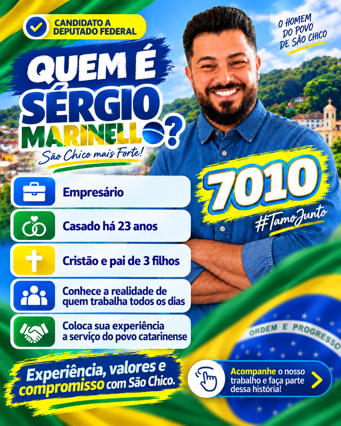 Sérgio Marinello em material de campanha.